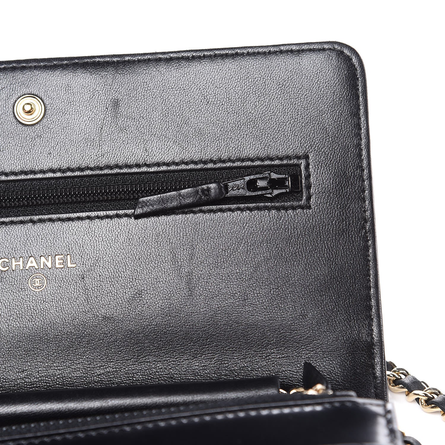 Chanel Glazed Calfskin Quilted Boy Wallet On Chain WOC Black 15 of 19