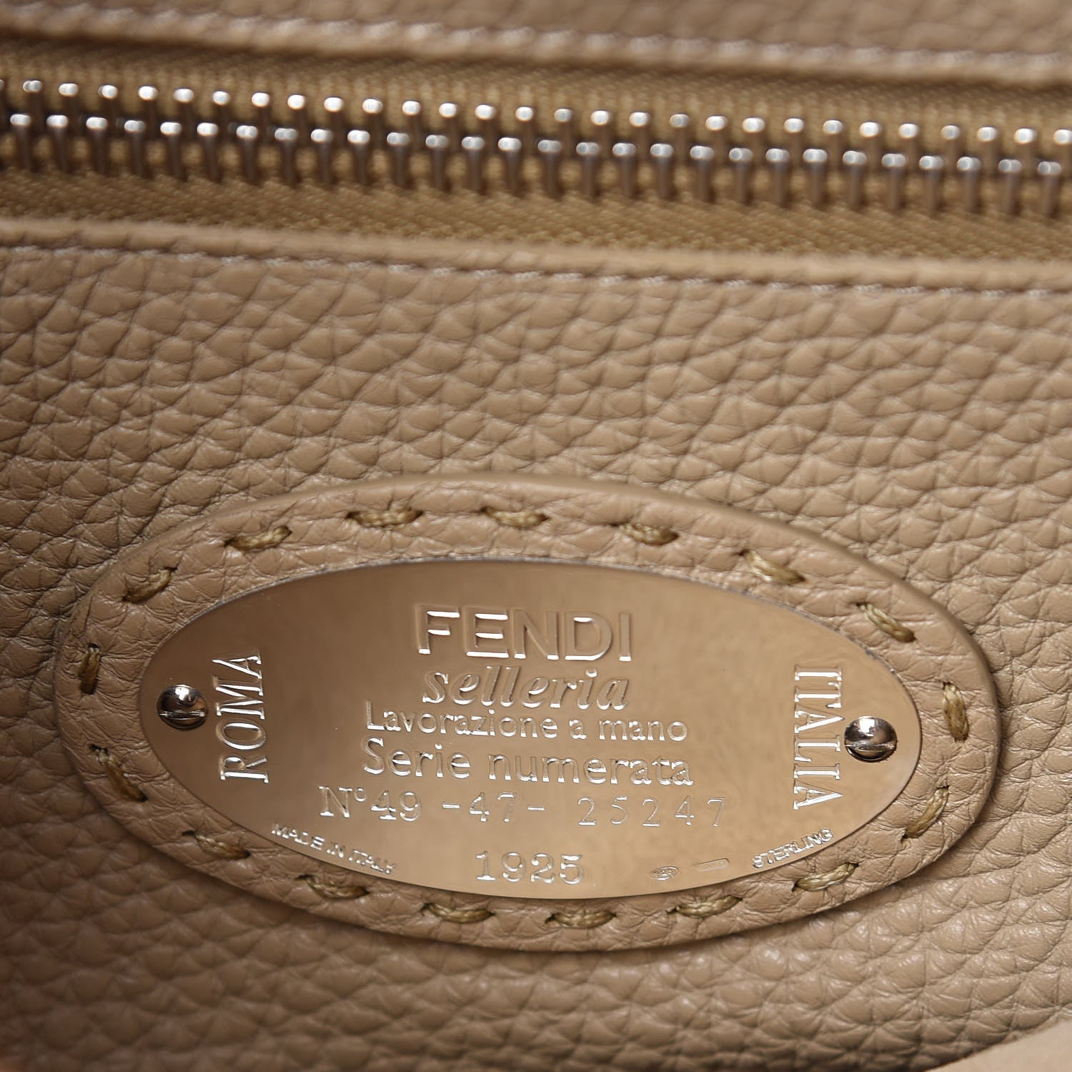 Fendi Cuoio Romano Selleria Bi-Color Medium Peekaboo Iconic Satchel Mou Deserto 8 of 8