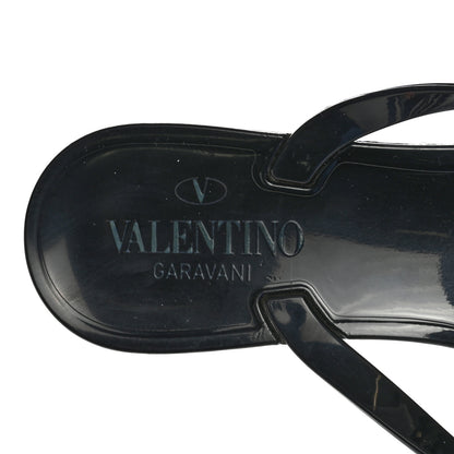 Valentino Garavani PVC Jelly Rockstud Bow Thong Sandals 38 Black 7 of 9