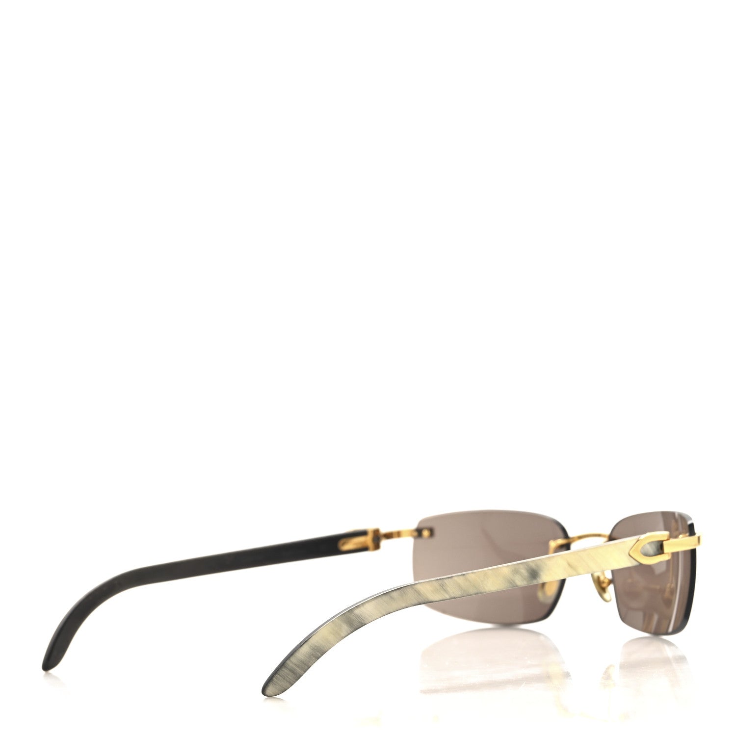 Cartier Metal Buffalo Horn Square Sunglasses Gold 4 of 7