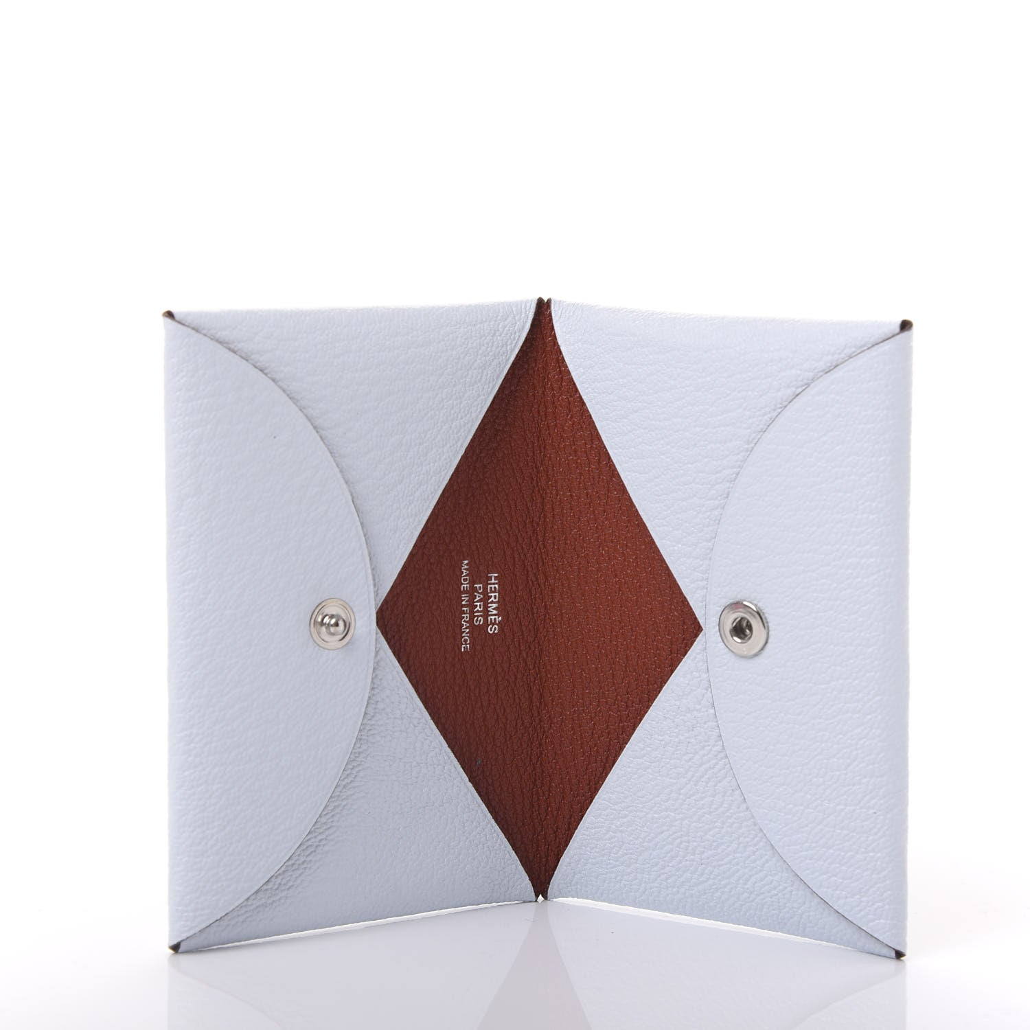 Hermes Chevre Mysore Verso Calvi Card Case Bleu Brume Brique 5 of 9