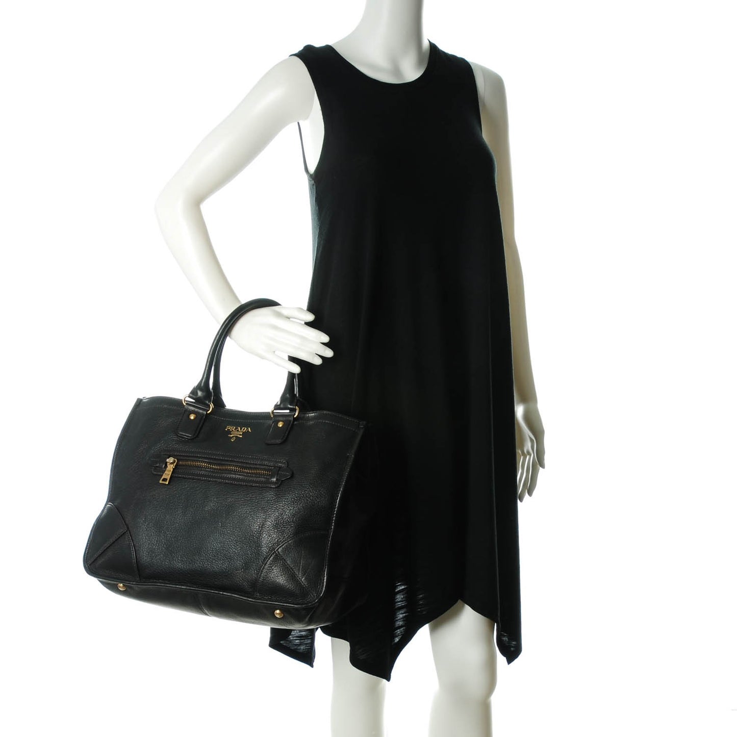 Deerskin Zipper Detail Tote Black