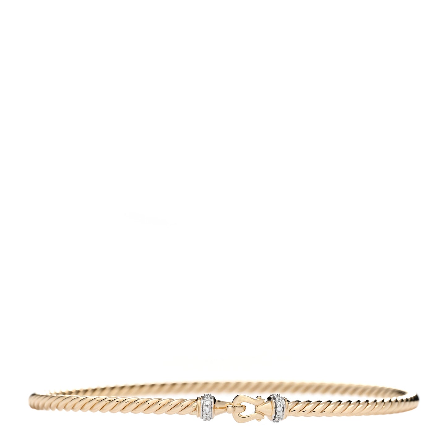 18K Yellow Gold Diamond 2.6mm Cable Collectibles Buckle Bracelet