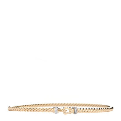 David Yurman 18K Yellow Gold Diamond 2.6mm Cable Collectibles Buckle Bracelet 1 of 3
