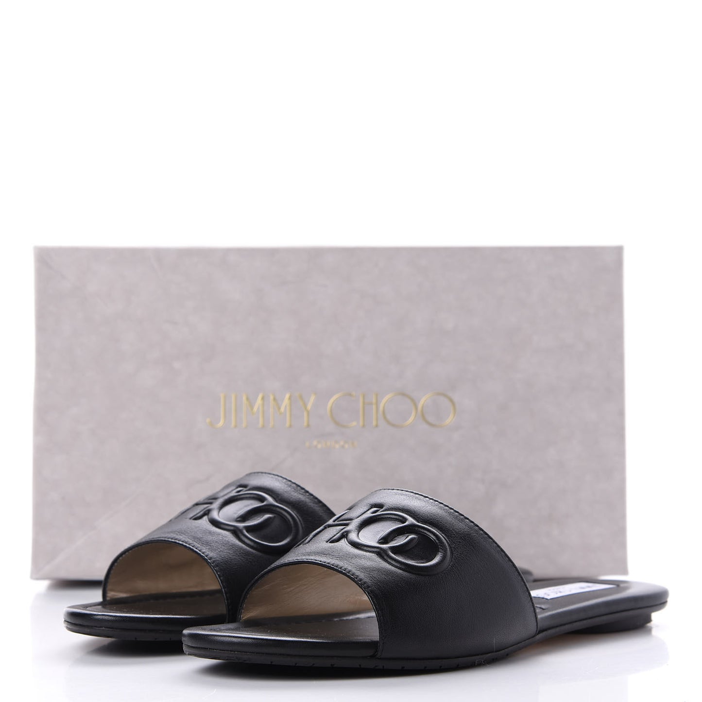 Calfskin Tiaret Flat Sandals 39.5 Black