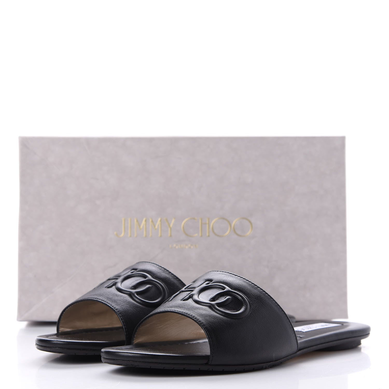Jimmy Choo Calfskin Tiaret Flat Sandals 39.5 Black 11 of 11