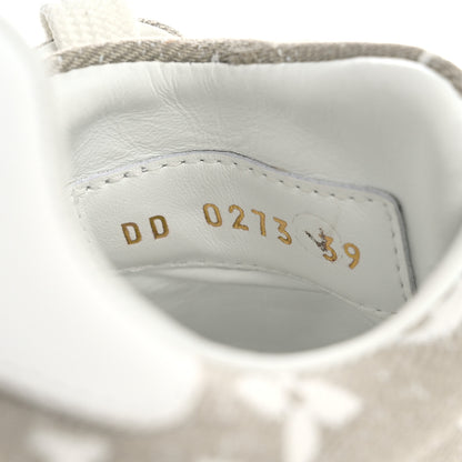 Louis Vuitton Denim Monogram Time Out Sneakers 39 Beige 9 of 10