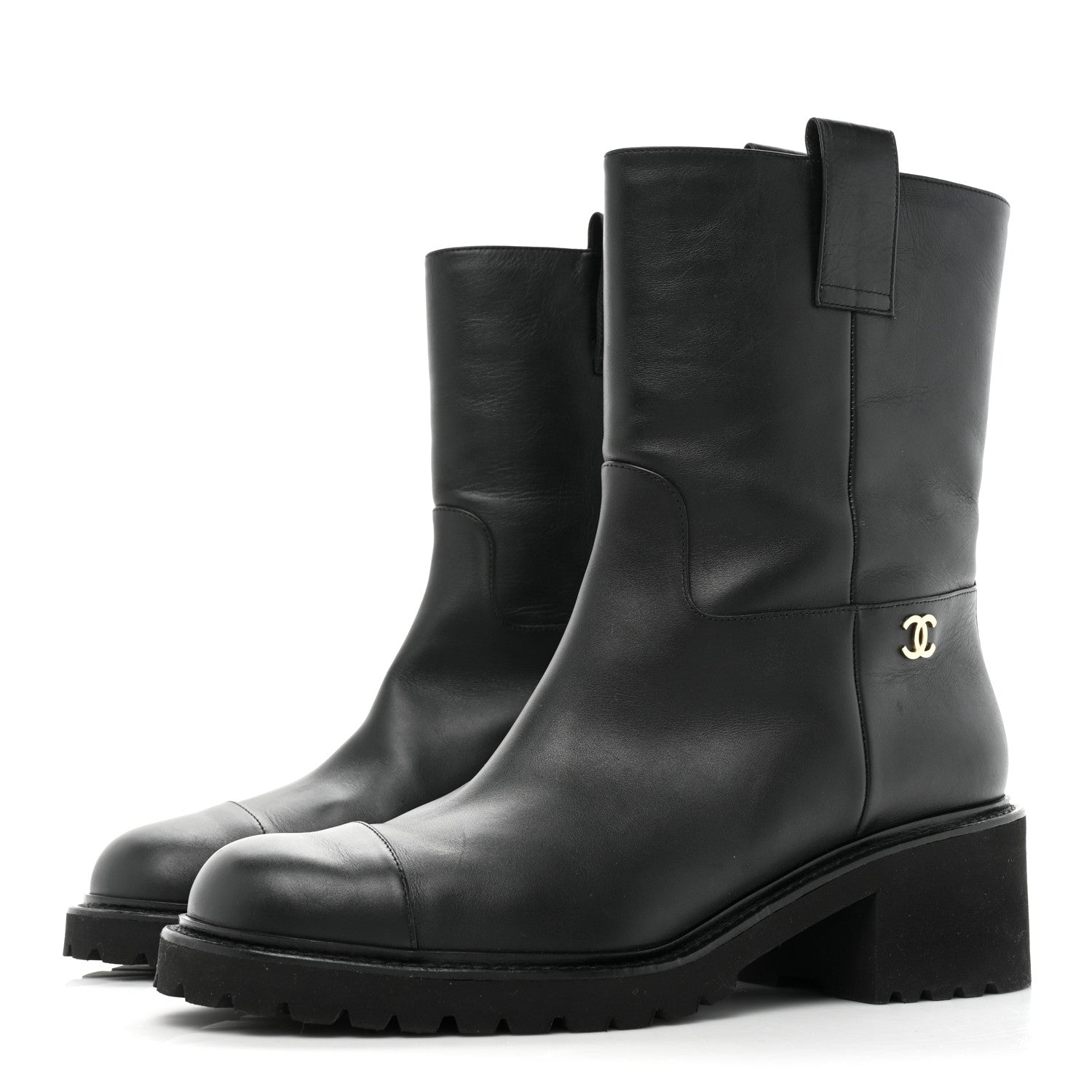 Chanel Calfskin CC Ankle Boots 42 Black 3 of 16