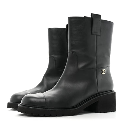 Chanel Calfskin CC Ankle Boots 42 Black 3 of 16