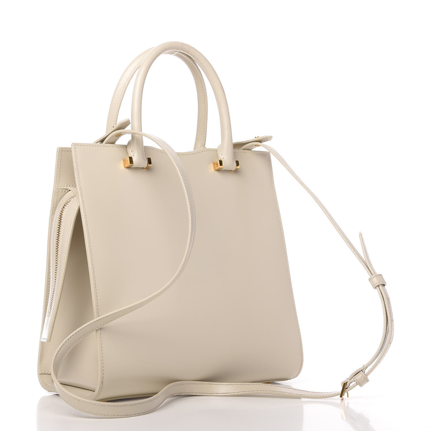 Saint Laurent Shiny Calfskin Small Uptown Tote Porcellana 3 of 9