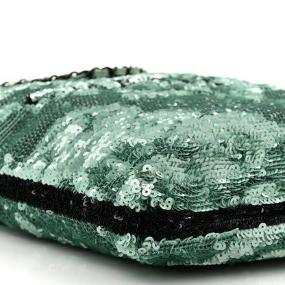 Chanel Sequin Logo Shopping Tote Green Black 10 of 11