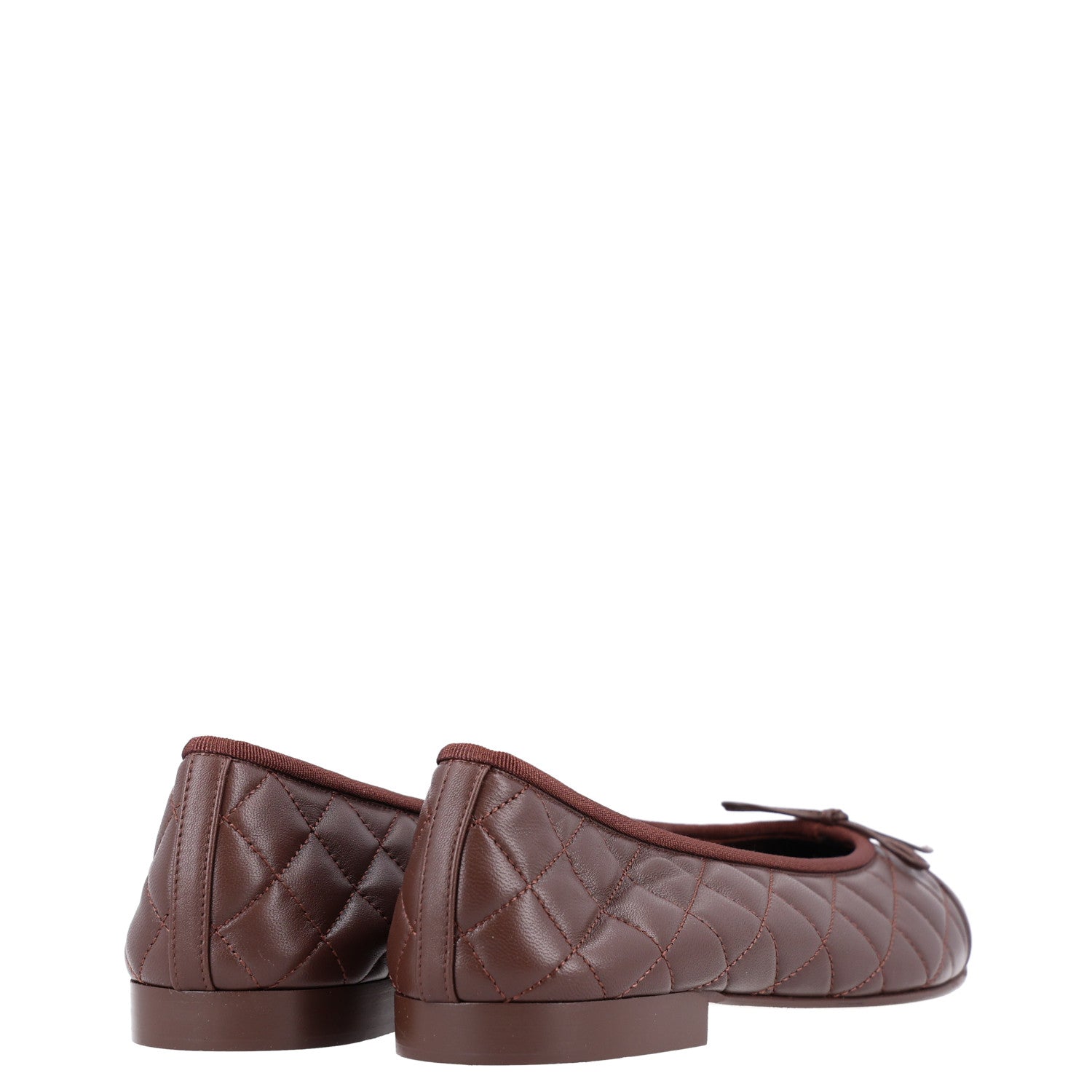 Chanel Lambskin Quilted CC Cap Toe Ballerina Flats 40 Dark Brown 5 of 9