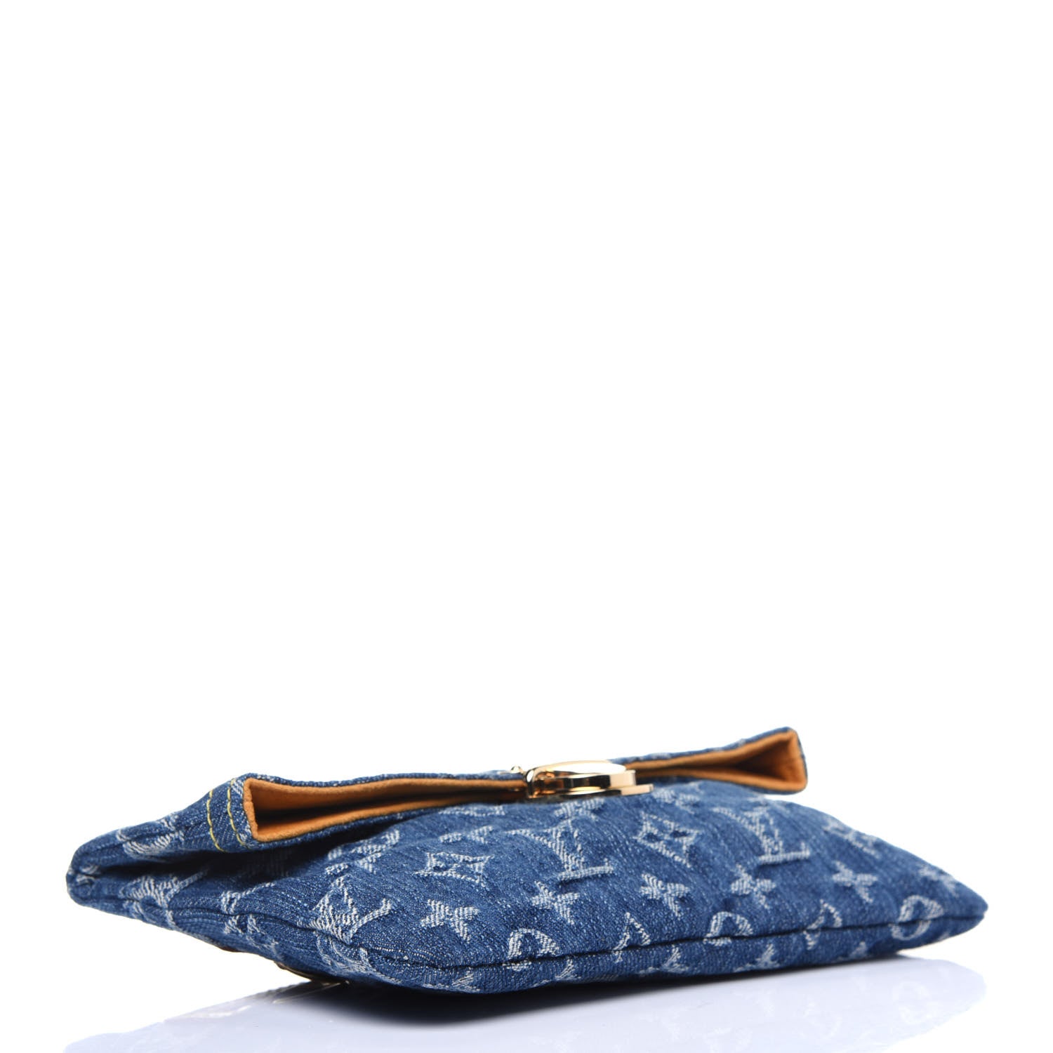 Louis Vuitton Monogram Denim Pochette Plat Clutch Blue 4 of 13