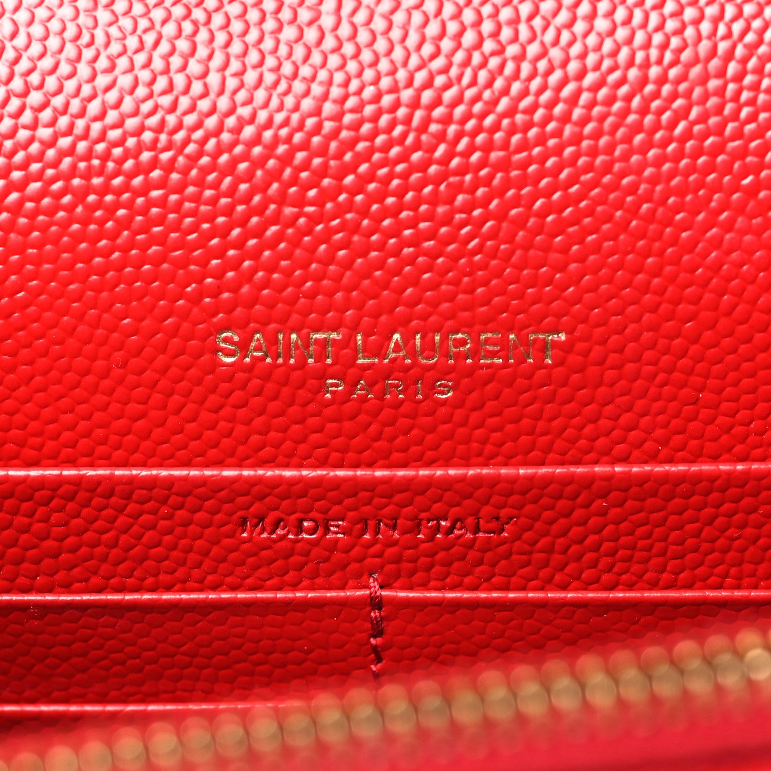 Saint Laurent Grain De Poudre Matelasse Chevron Monogram Envelope Chain Wallet New Red 6 of 10
