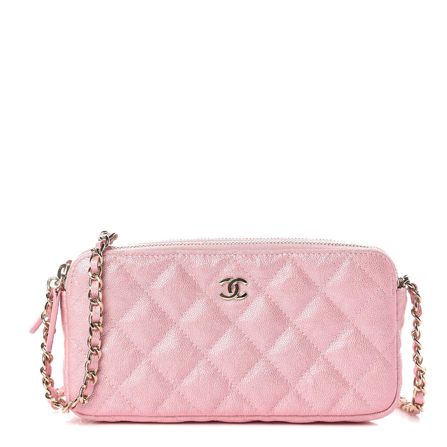Chanel Iridescent Caviar Quilted Small Clutch With Chain Pink 1 of 13