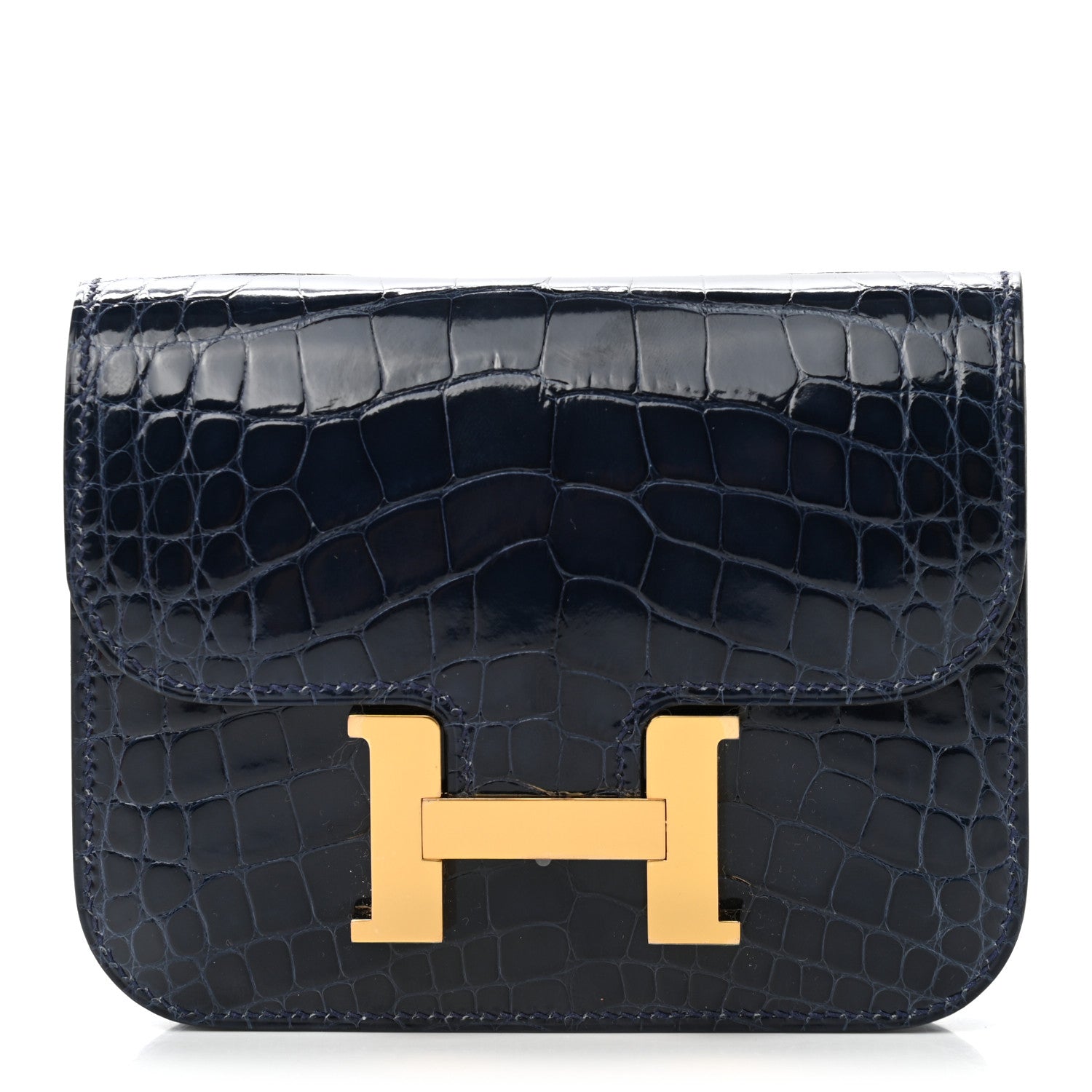 Hermes Shiny Alligator Constance Slim Wallet Bleu Abysse 3 of 9