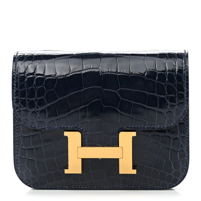 Hermes Shiny Alligator Constance Slim Wallet Bleu Abysse 3 of 9