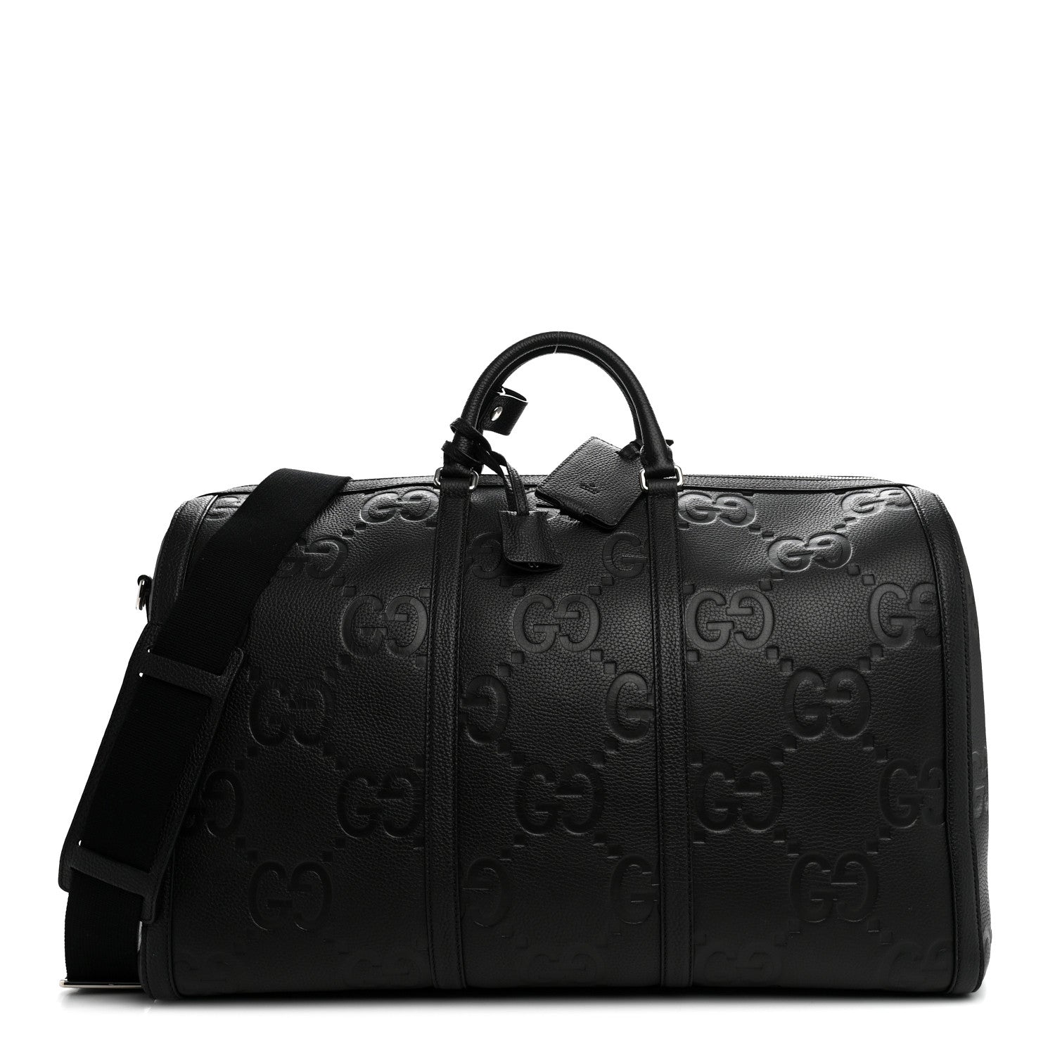 Gucci Piuma Calfskin Jumbo GG Embossed Large Duffle Bag Black 1 of 10