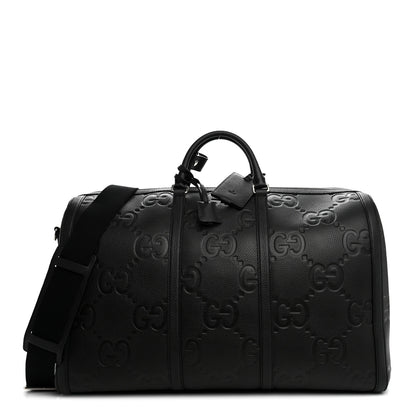 Gucci Piuma Calfskin Jumbo GG Embossed Large Duffle Bag Black 1 of 10