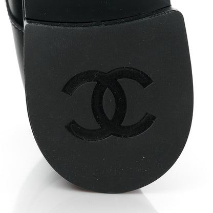 Chanel Calfskin Velvet CC Cap Toe Boots 40 Black 7 of 10