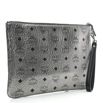 MCM Metallic Visetos Medium Stark Wristlet Pouch Silver 3 of 6