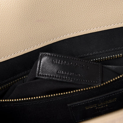 Saint Laurent Grain De Poudre Matelasse Chevron Large Monogram Satchel Nude Powder 11 of 12