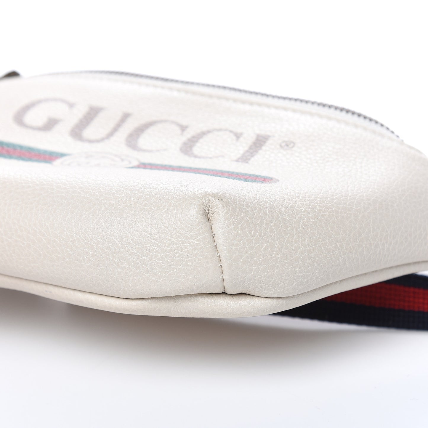 Grained Calfskin Small Logo Belt Bag White