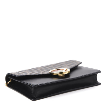 Fendi Vitello Liberty F is Fendi Bi-Color FF 1974 Embossed Medium Envelope Wallet On Chain Black Maya 4 of 10