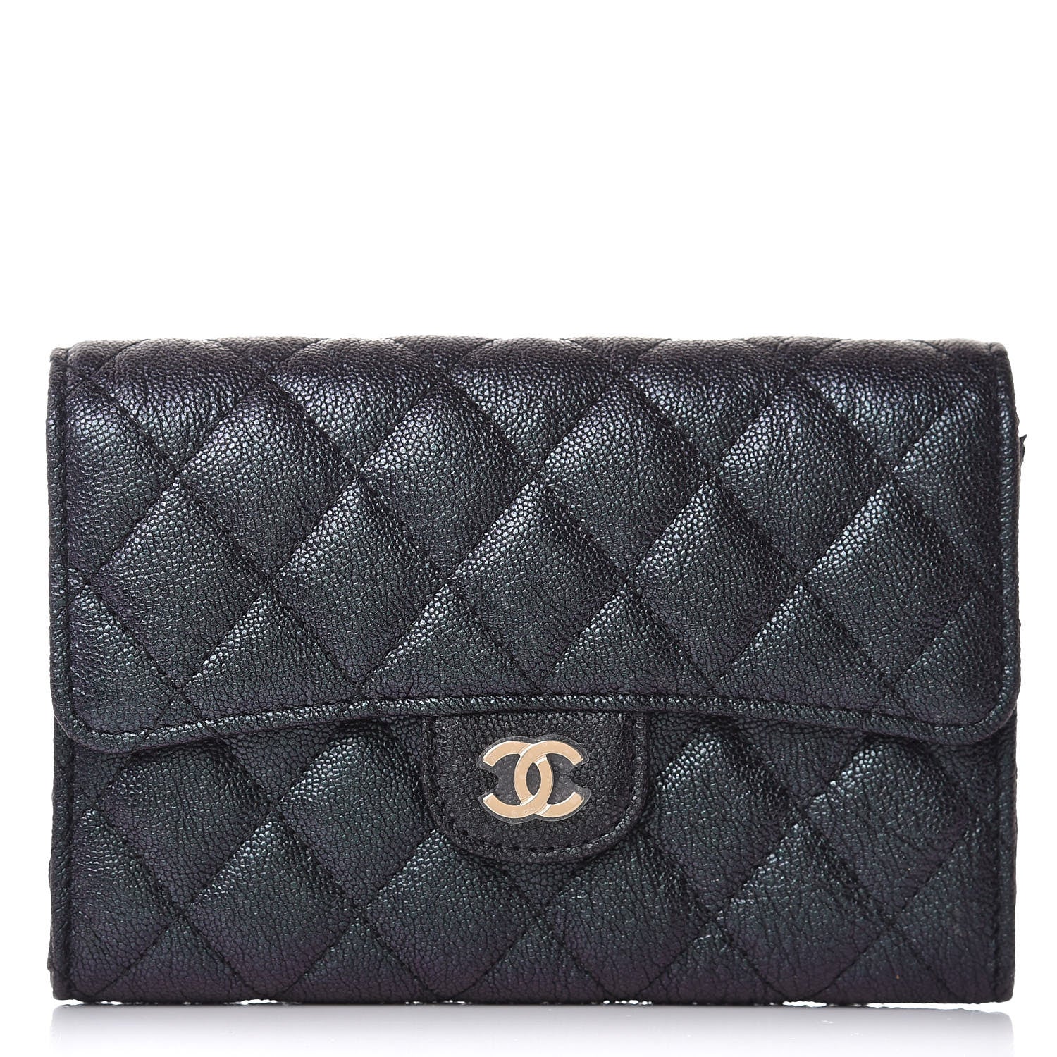 Chanel Iridescent Caviar Quilted Medium Flap Wallet Black 1 of 10
