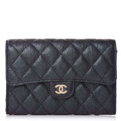 Chanel Iridescent Caviar Quilted Medium Flap Wallet Black 1 of 10