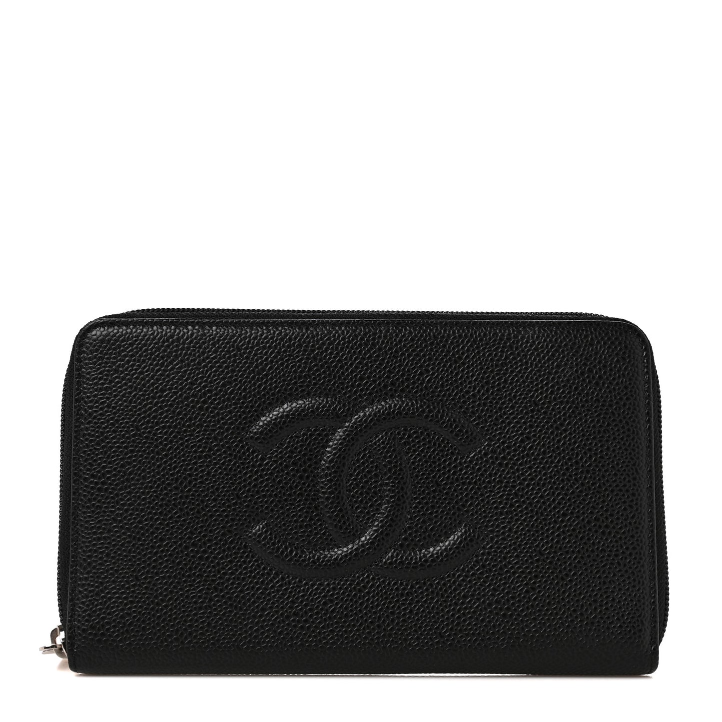 Caviar Large Timeless CC Zip Around Organizer Wallet Black