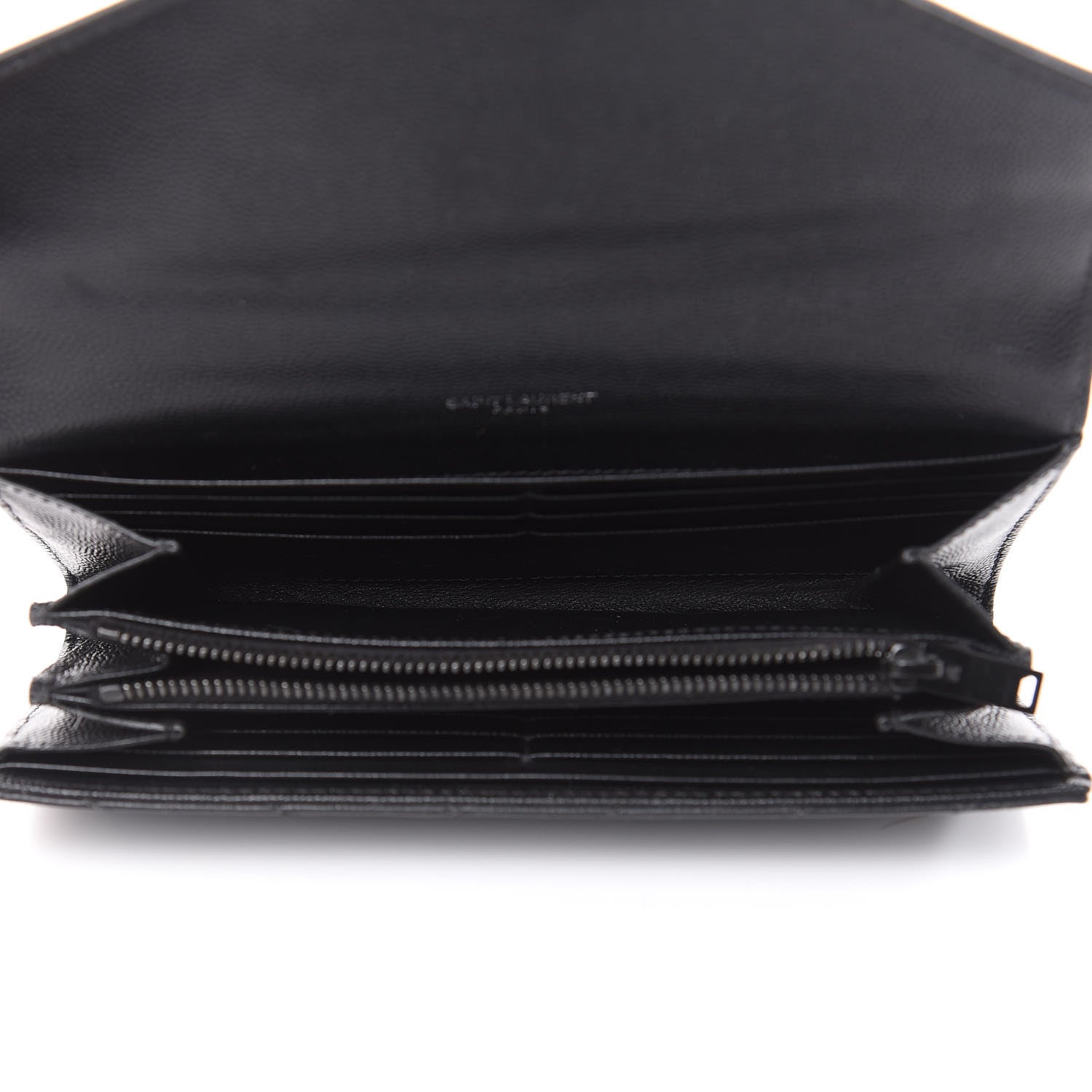 Saint Laurent Grain De Poudre Matelasse Chevron Monogram Flap Wallet Black 5 of 13
