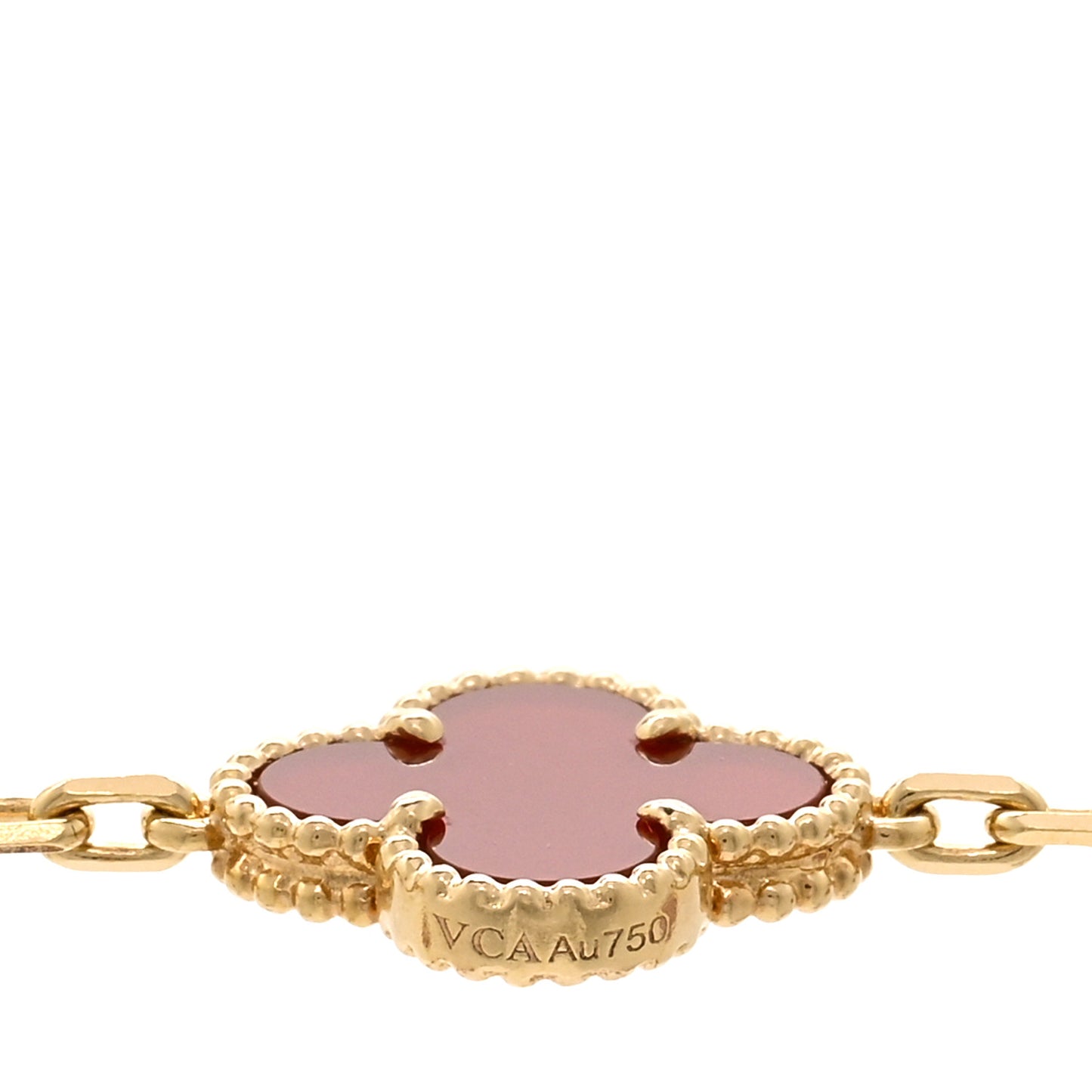 18K Yellow Gold Carnelian 20 Motifs Vintage Alhambra Necklace