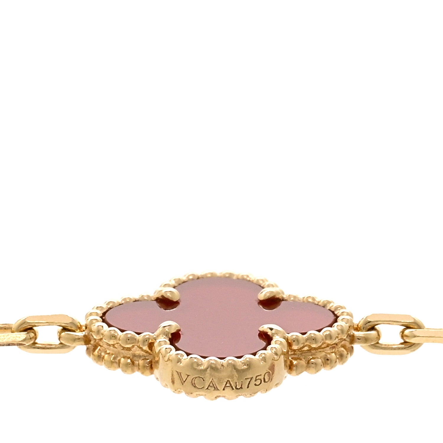 Van Cleef & Arpels 18K Yellow Gold Carnelian 20 Motifs Vintage Alhambra Necklace 4 of 5