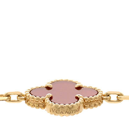 Van Cleef & Arpels 18K Yellow Gold Carnelian 20 Motifs Vintage Alhambra Necklace 4 of 5