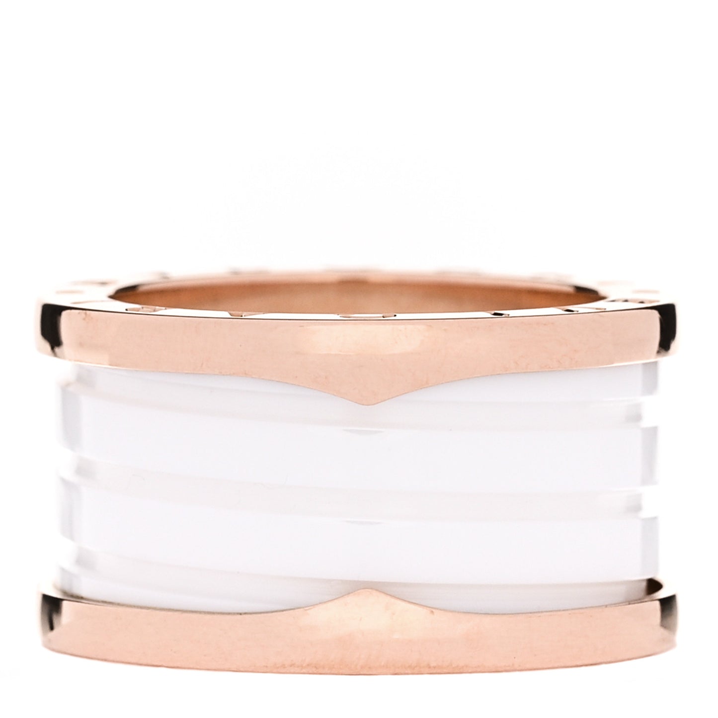 18K Rose Gold White Ceramic B.Zero1 Four-Band Ring 54 6.75