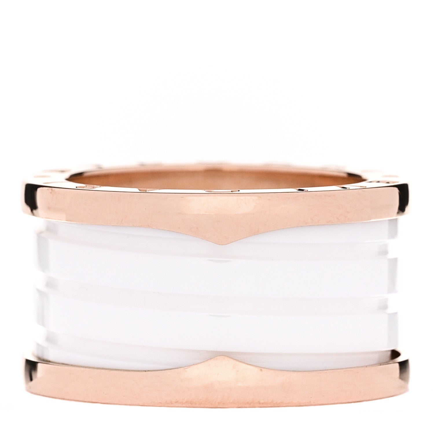 Bulgari 18K Rose Gold White Ceramic B.Zero1 Four-Band Ring 54 6.75 1 of 6