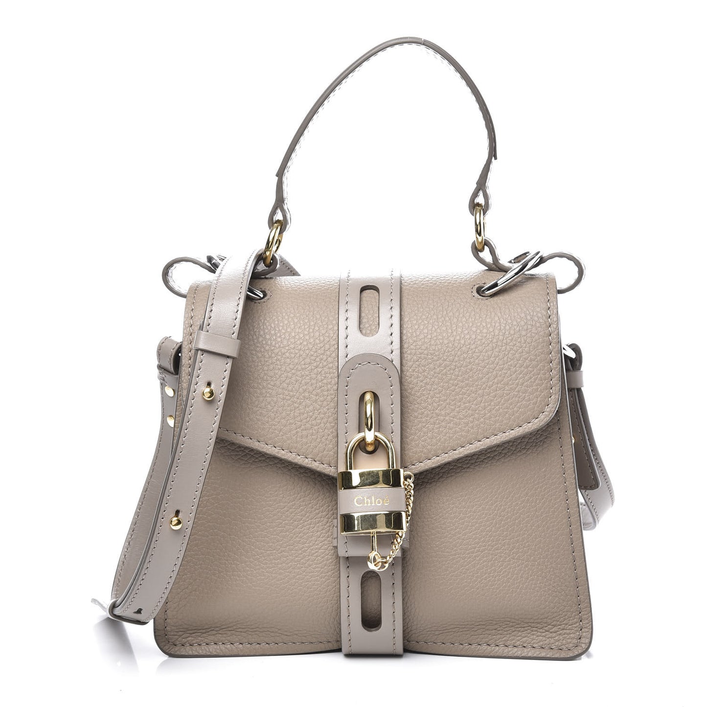Shiny Grained Calfskin Small Aby Day Shoulder Bag Motty Grey