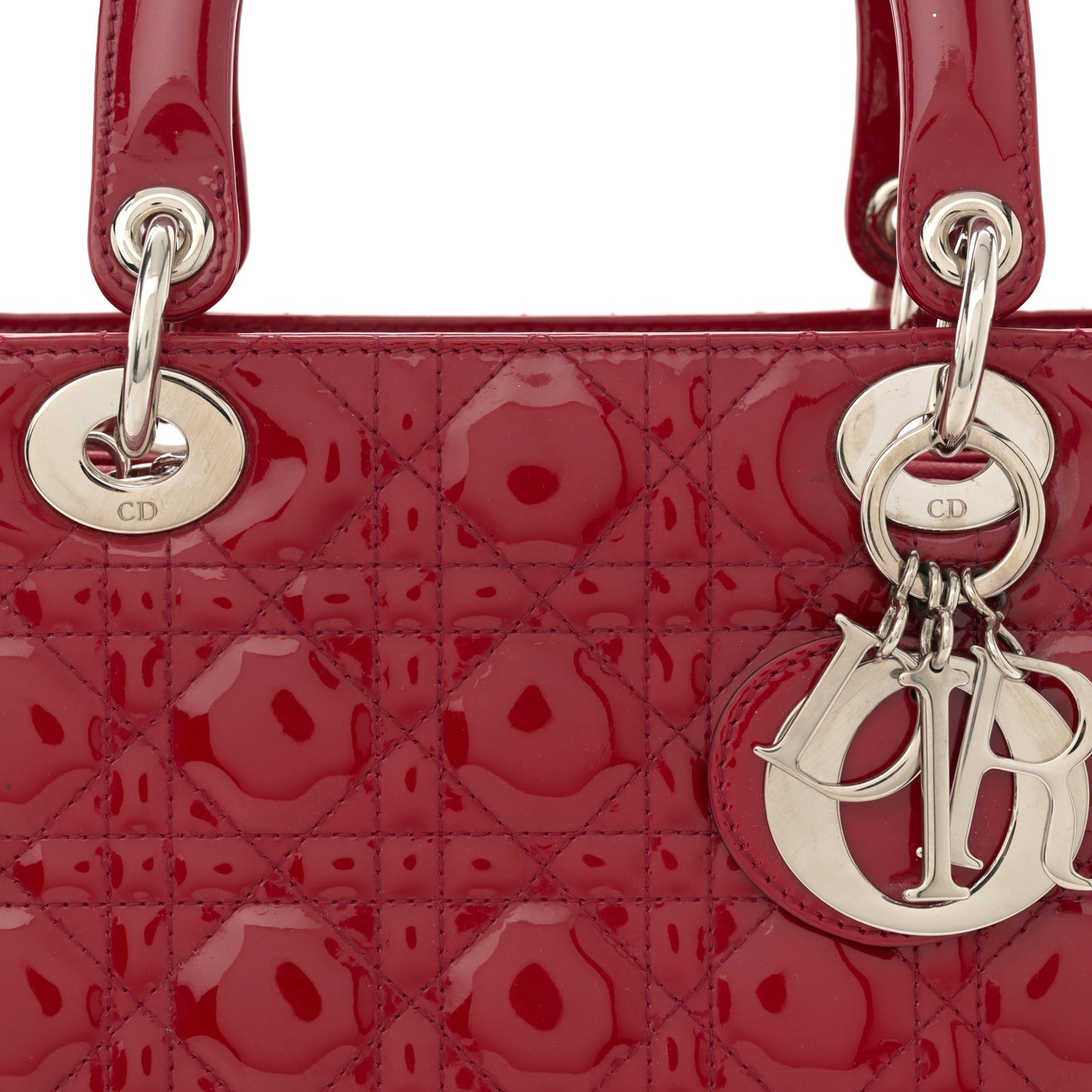 Patent Cannage Medium Lady Dior Red