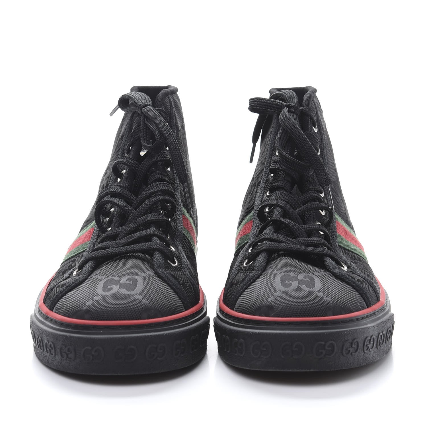 Gucci Econyl Nylon Web Monogram Off The Grid Mens 1977 Tennis High Top Sneakers 9.5 Black 2 of 7