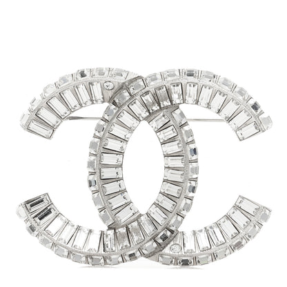 Chanel Baguette Crystal CC Brooch Silver 1 of 4