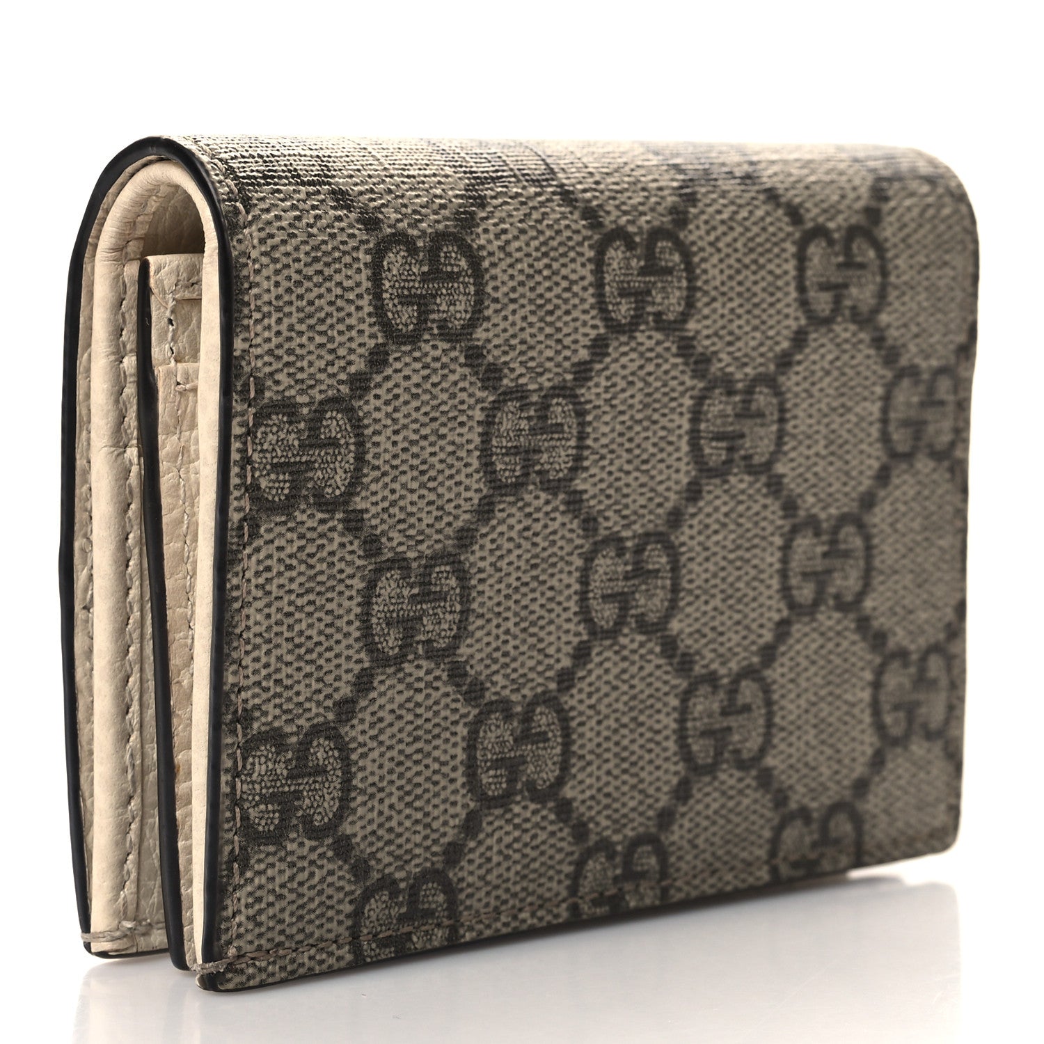 Gucci Dollar Calfskin GG Supreme Monogram GG Marmont Card Case Mystic White Beige Ebony 3 of 10