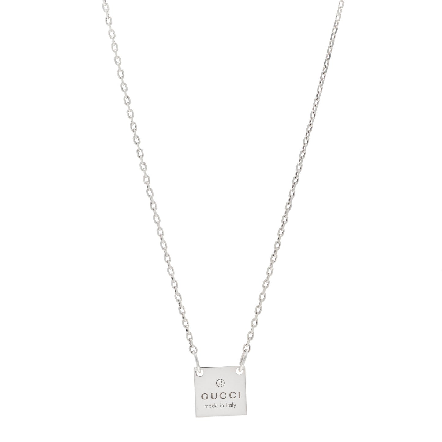 Sterling Silver Trademark Logo Square Pendant Necklace