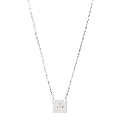 Gucci Sterling Silver Trademark Logo Square Pendant Necklace 1 of 4