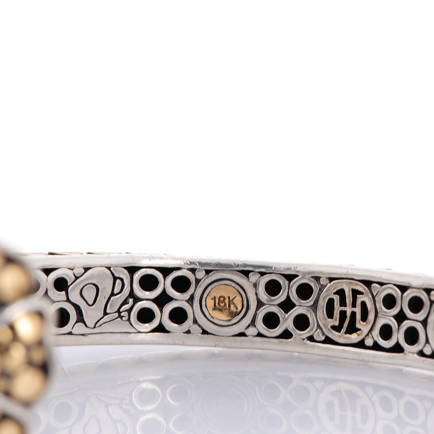 John Hardy 18K Yellow Gold Sterling Silver Ayu Frangipani Flower Cuff M 6 of 8