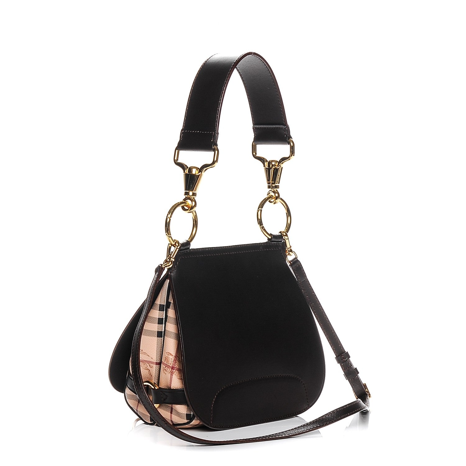 Burberry Haymarket Check Large Bridle Saddle Bag Dark Clove Brown 3 of 8