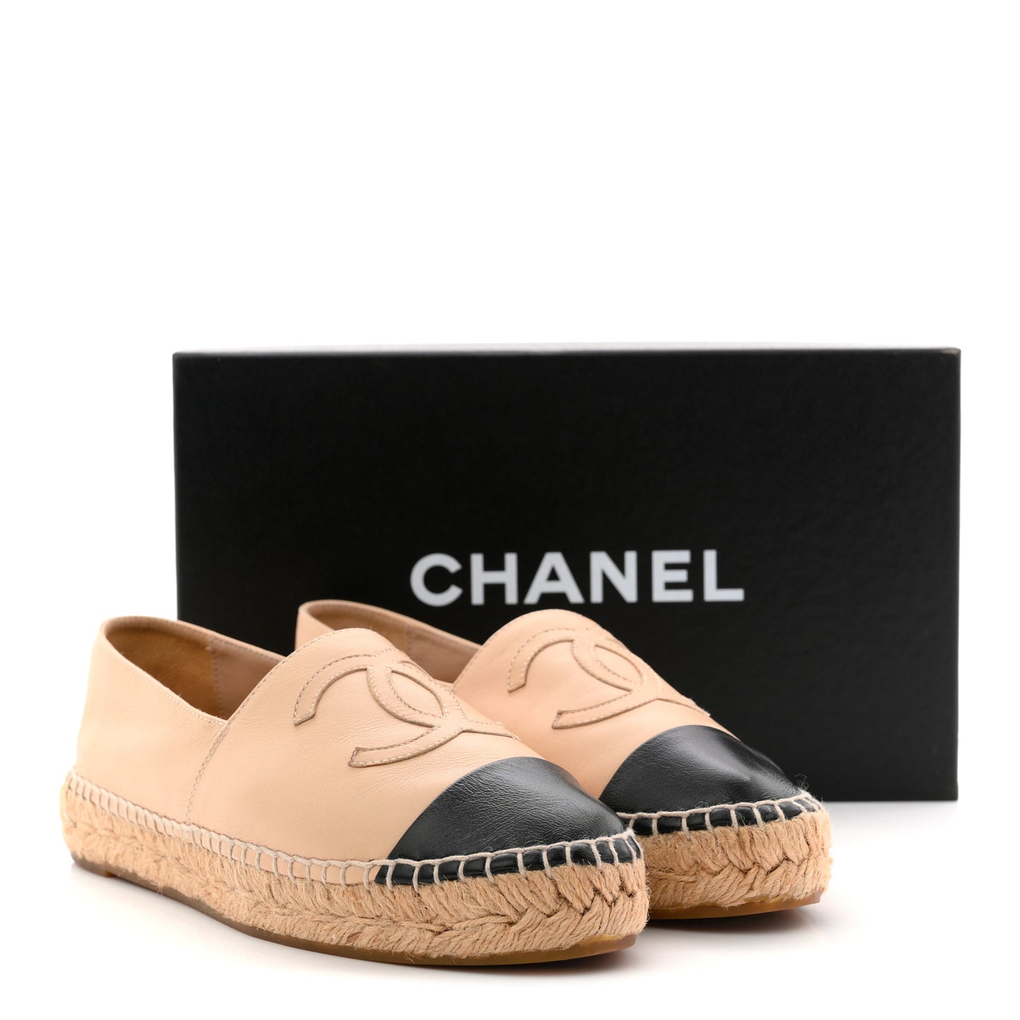 Lambskin CC Espadrilles 36 Beige Black