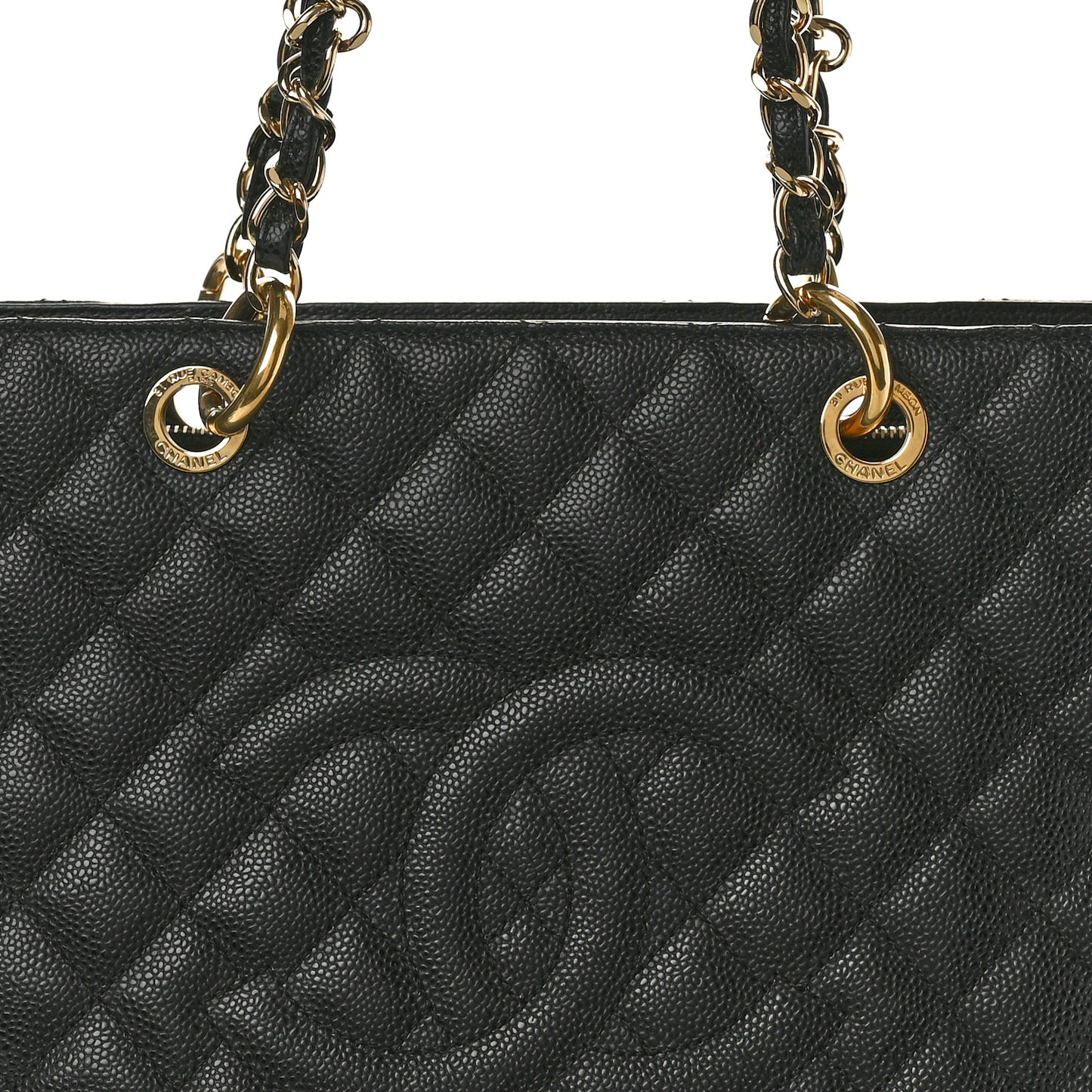 Caviar Quilted Grand Shopping Tote GST Black