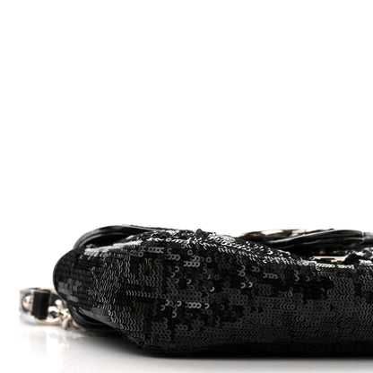 Gucci Sequin Matelasse Diagonal Mini GG Marmont Shoulder Bag Black 9 of 10