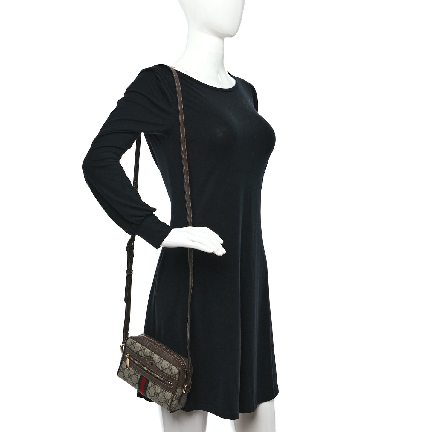 GG Supreme Monogram Web Mini Ophidia Shoulder Bag Brown